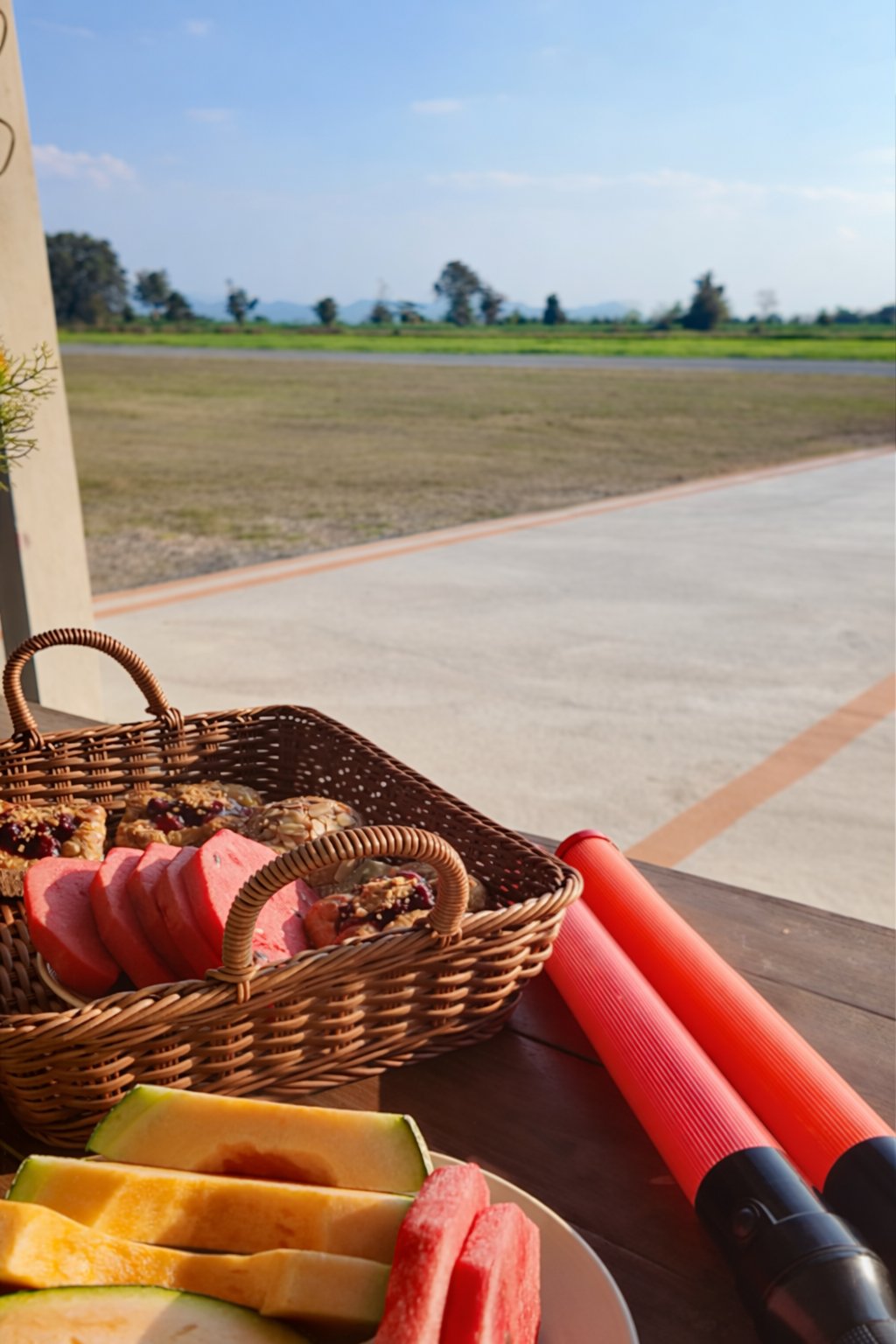 Pre-flight refreshments at airfield