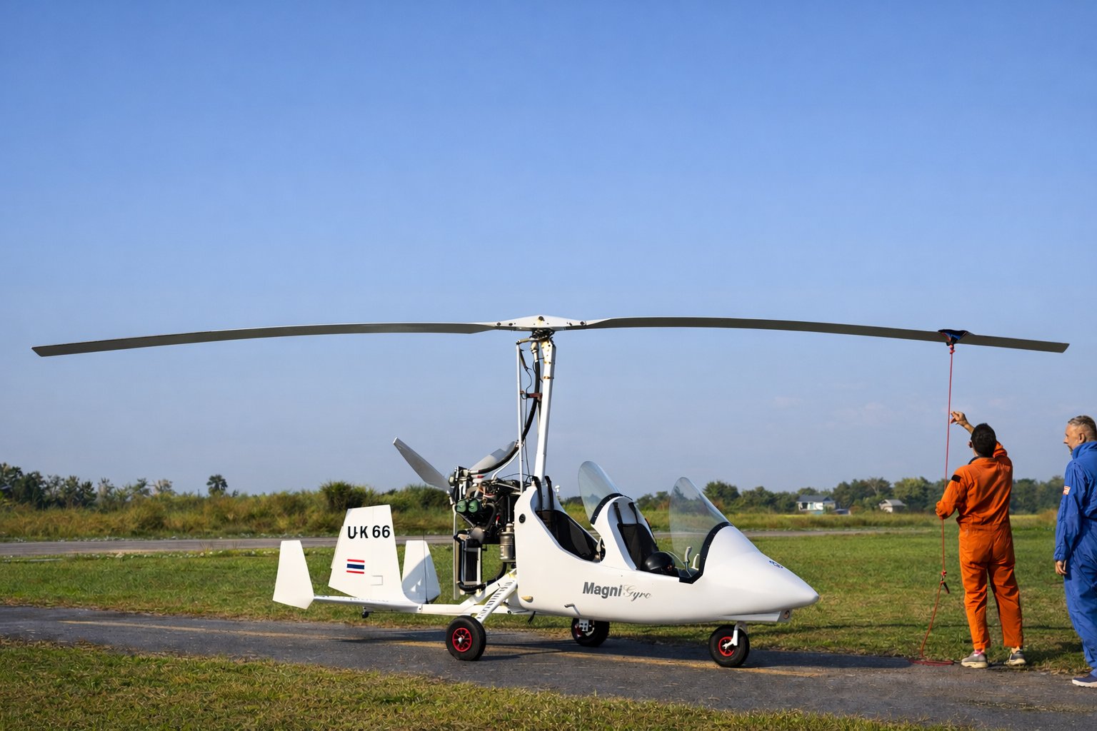 Gyrocopter on ground at airfield