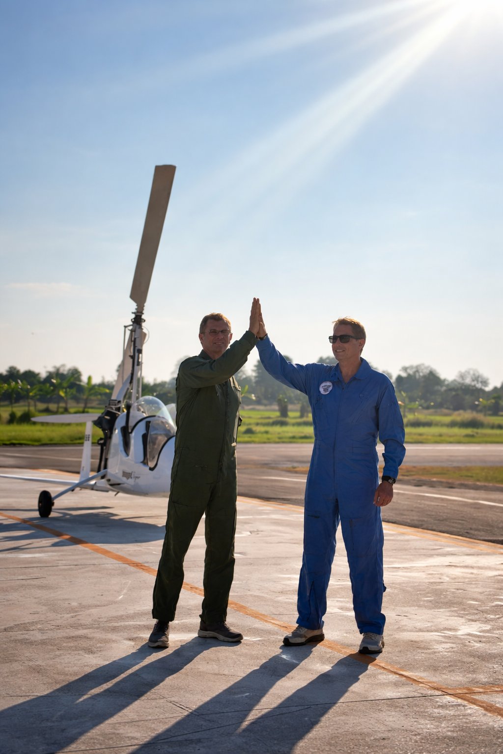 Pilots celebrating after flight